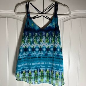 Women’s Flowy Blue Tank with Spaghetti Straps | Size Medium